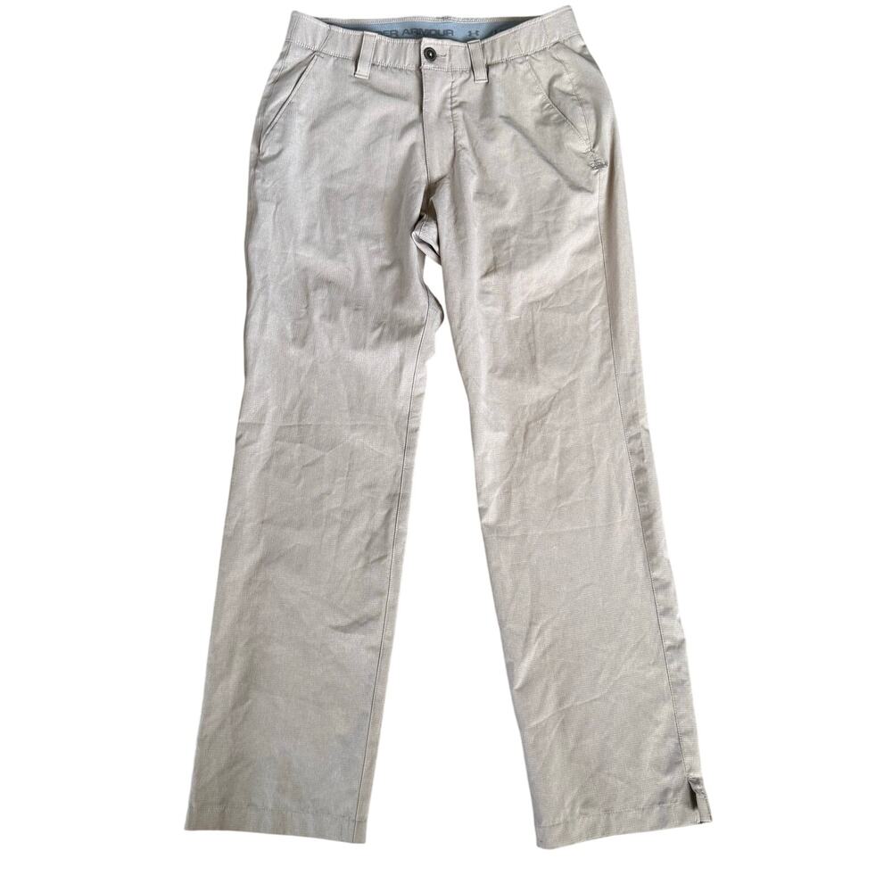 Under Armour Mens‎ Match Play Golf Pants Tan Textured Tapered Leg 32x32 Khaki